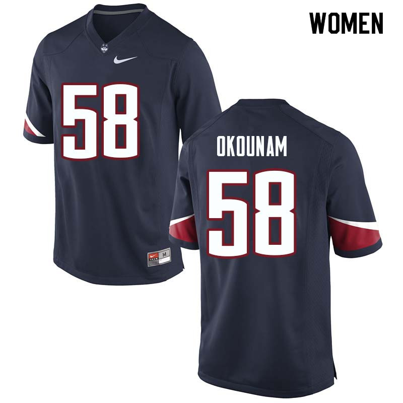 Women #58 Philippe Okounam Uconn Huskies College Football Jerseys Sale-Navy